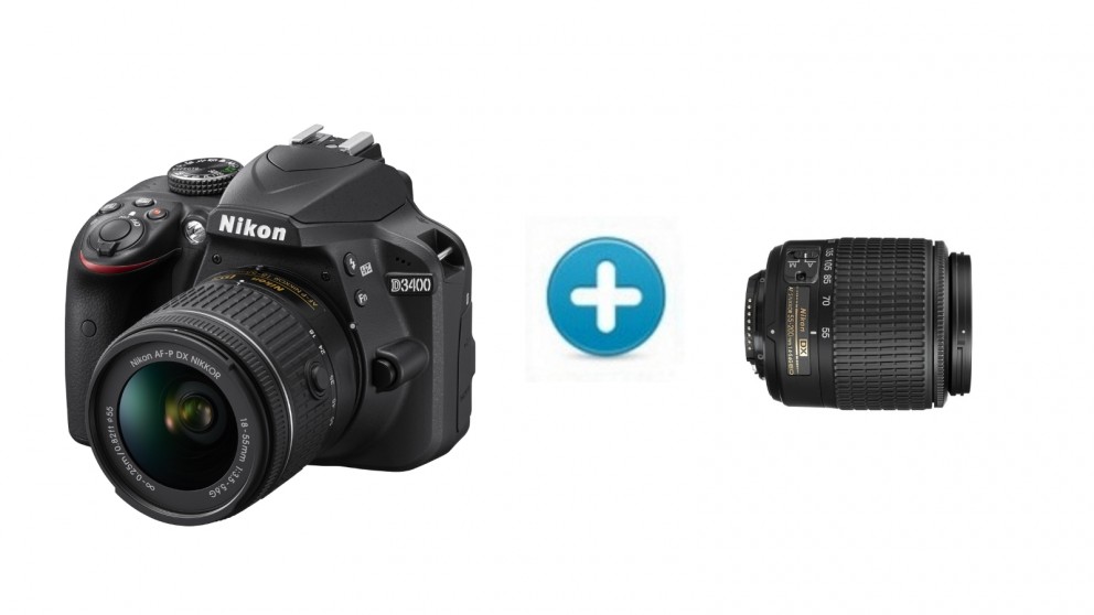 Nikon D3400 DSLR Camera with 18-55MM + 55-200MM Lens Kit